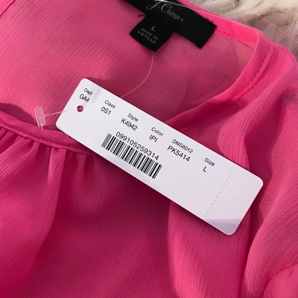 J. Crew Cinched-waist Dress Chiffon Long Sleeves - Picture 6 of 7